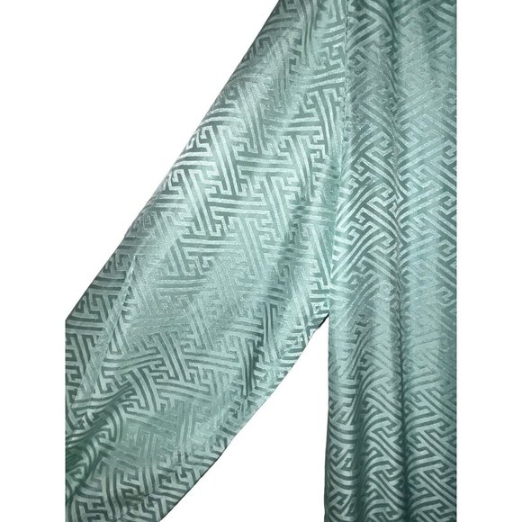 Vintage SILK Robe Bathrobe Mint Green Neck Tie Long Length Covered Buttons Sz M - Picture 6 of 8